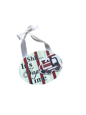 Nap Time Train Transportation Wooden Door Hanger Nursery Decor Sign